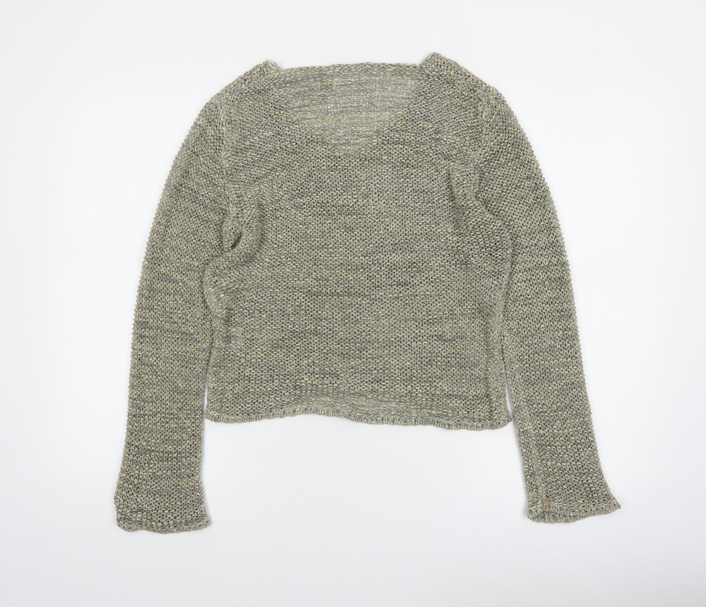 OFFshoot Women's Grey Chunky Knit V-Neck Jumper Size S