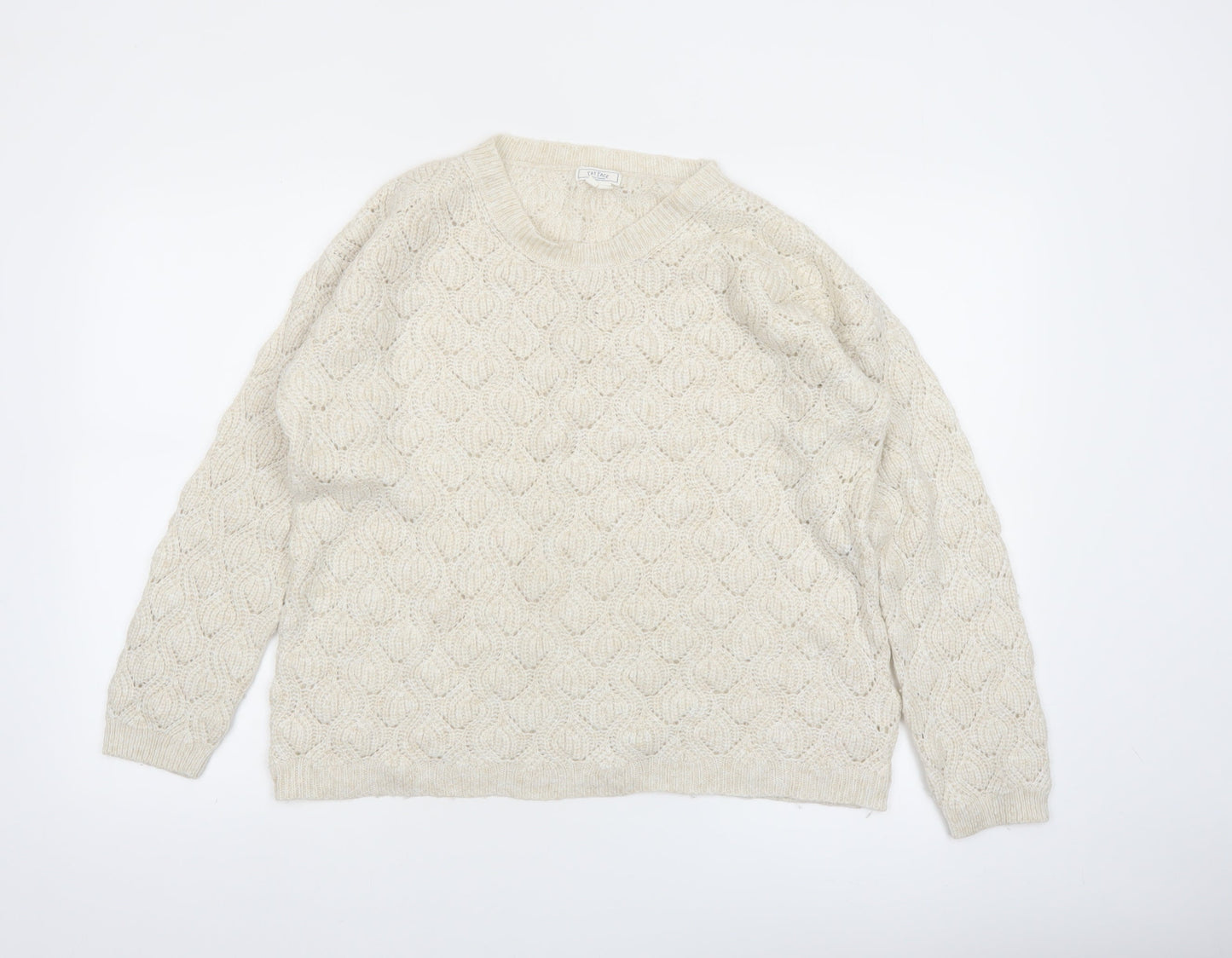 Fat Face Women's Ivory Cable-Knit Pullover Jumper Size 10