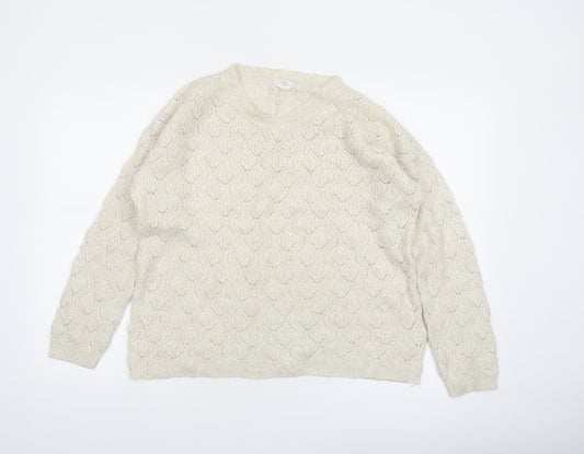 Fat Face Women's Ivory Cable-Knit Pullover Jumper Size 10