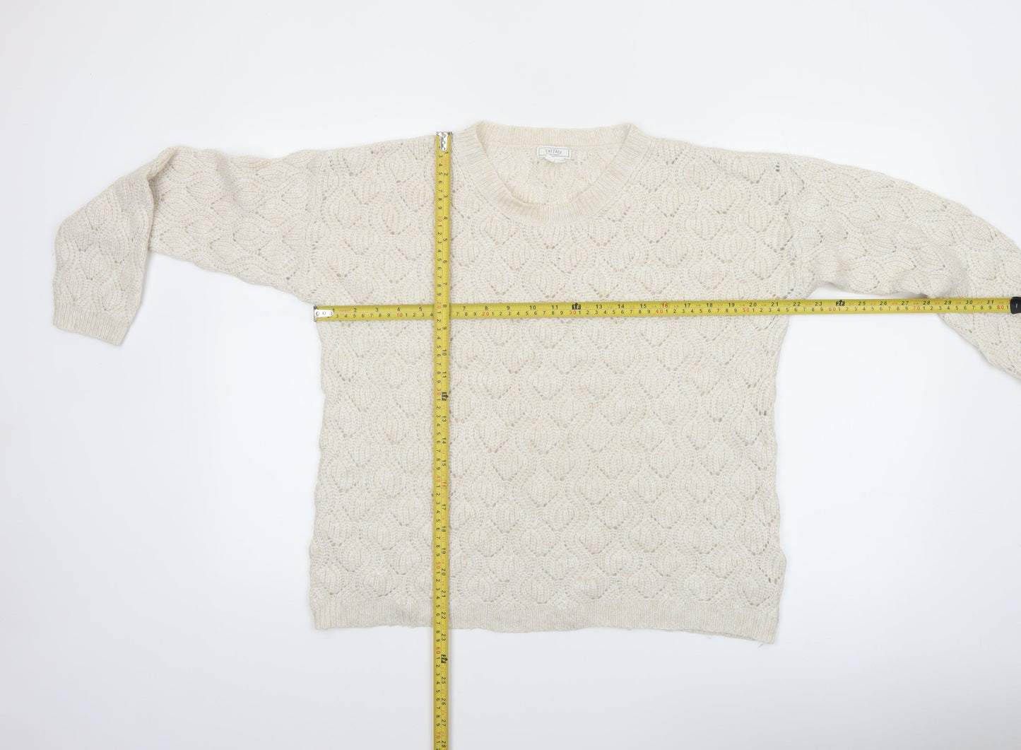 Fat Face Women's Ivory Cable-Knit Pullover Jumper Size 10