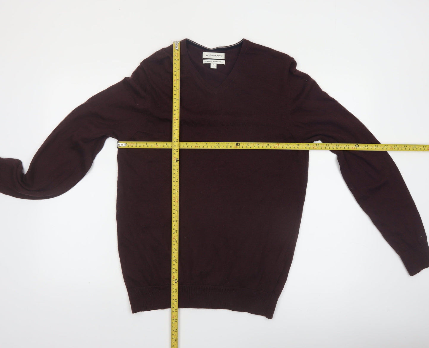 Marks and Spencer Men’s Brown Merino Wool V-Neck Jumper M