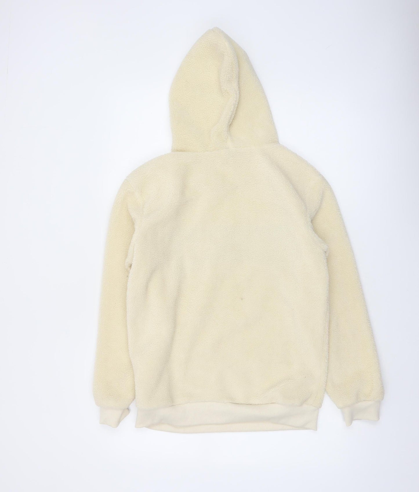 Brave Soul Women Beige Hooded Pullover Sweatshirt - Brooklyn Print Size M