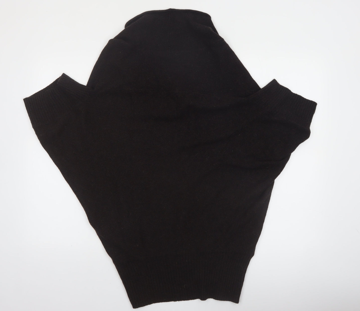 Topshop Women Black Wool Blend Cowl Neck Short Sleeve Jumper UK 6