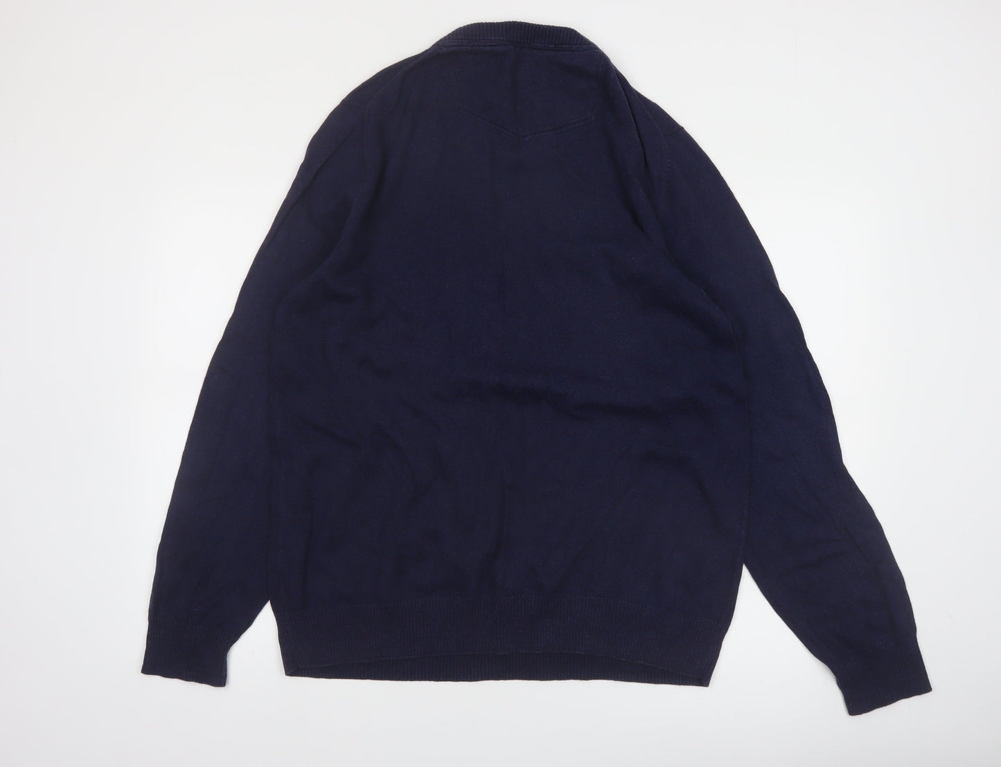 FatFace Men’s Blue XL V-Neck Cotton Cashmere Jumper