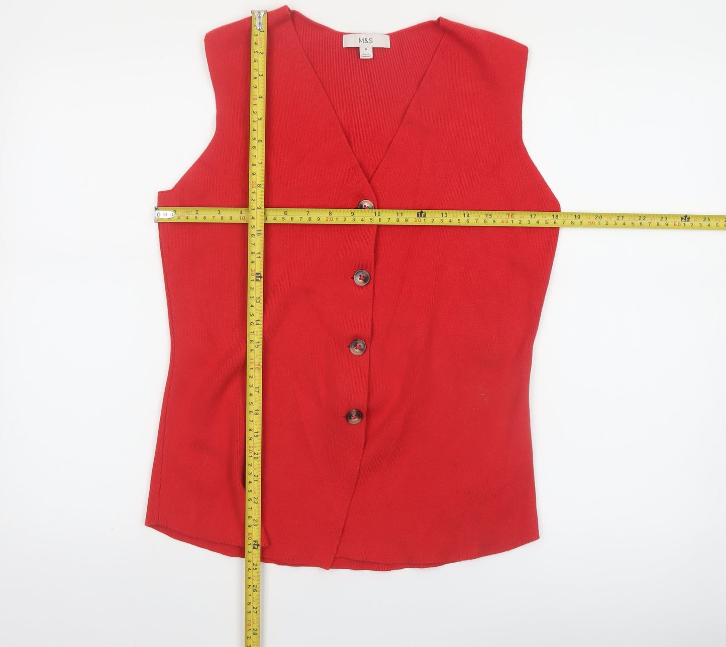 Marks and Spencer Womens Red Sleeveless Button Blouse M