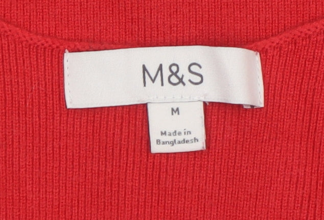 Marks and Spencer Womens Red Sleeveless Button Blouse M