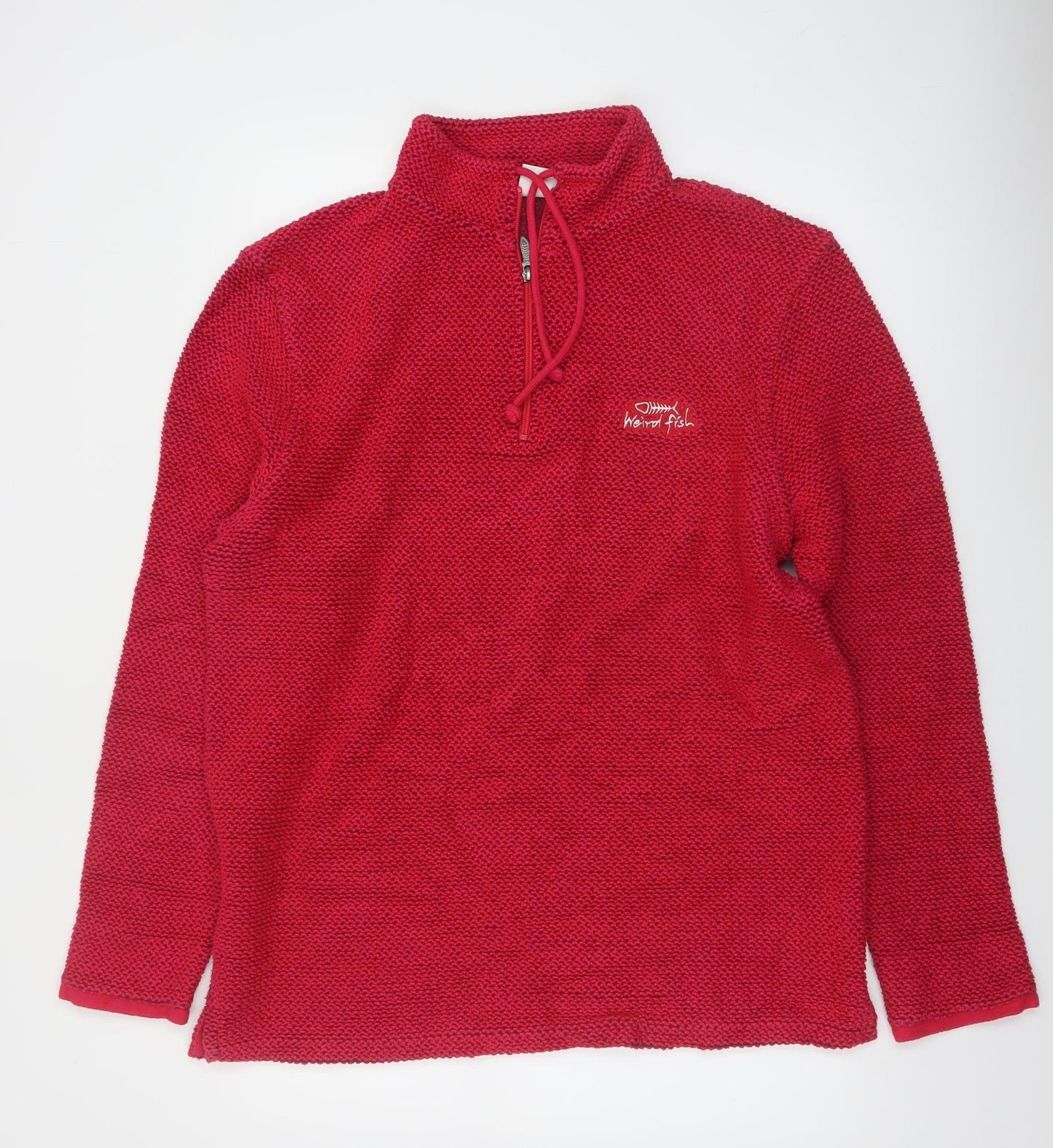 Weird Fish Men's Red 1/4 Zip Pullover Knit Sweatshirt Size L