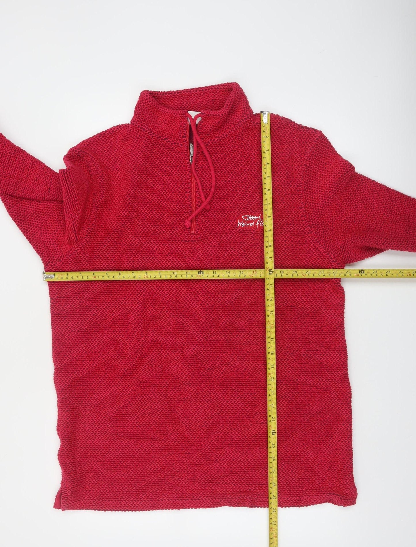 Weird Fish Men's Red 1/4 Zip Pullover Knit Sweatshirt Size L