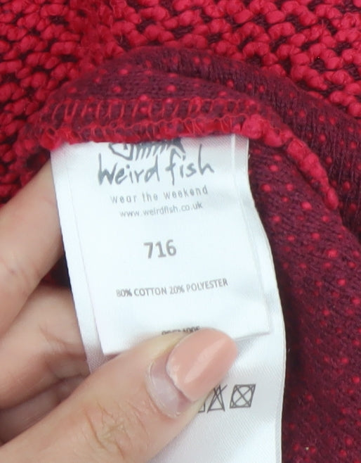 Weird Fish Men's Red 1/4 Zip Pullover Knit Sweatshirt Size L