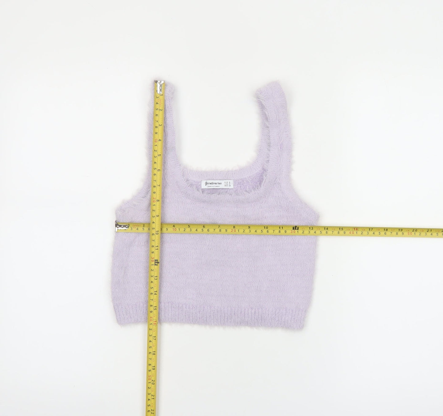 Stradivarius Women Purple Cropped Fluffy Knit Tank Top Size 12