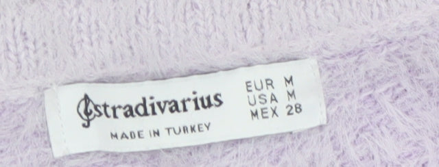 Stradivarius Women Purple Cropped Fluffy Knit Tank Top Size 12