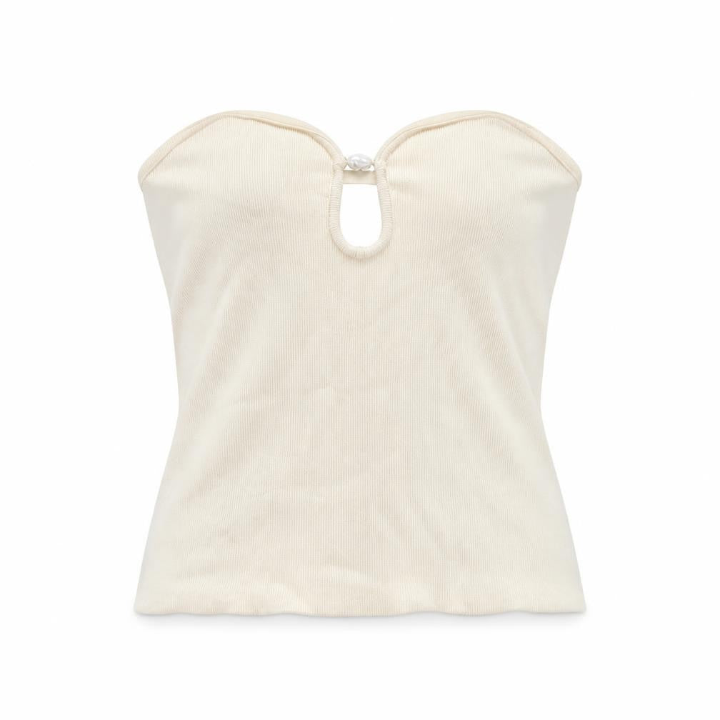 H&M Women Ivory Strapless Camisole Top Size S
