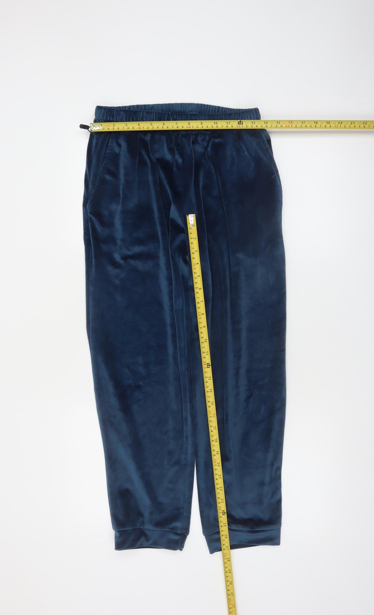 Neudis Women's Blue Velour Jogger Trousers Size S