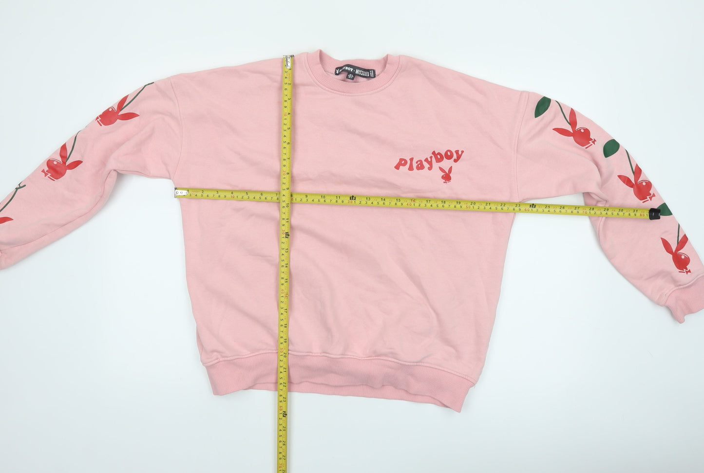 Playboy x Missguided Pink Crew Neck Sweatshirt UK 6 Women's Cotton Blend