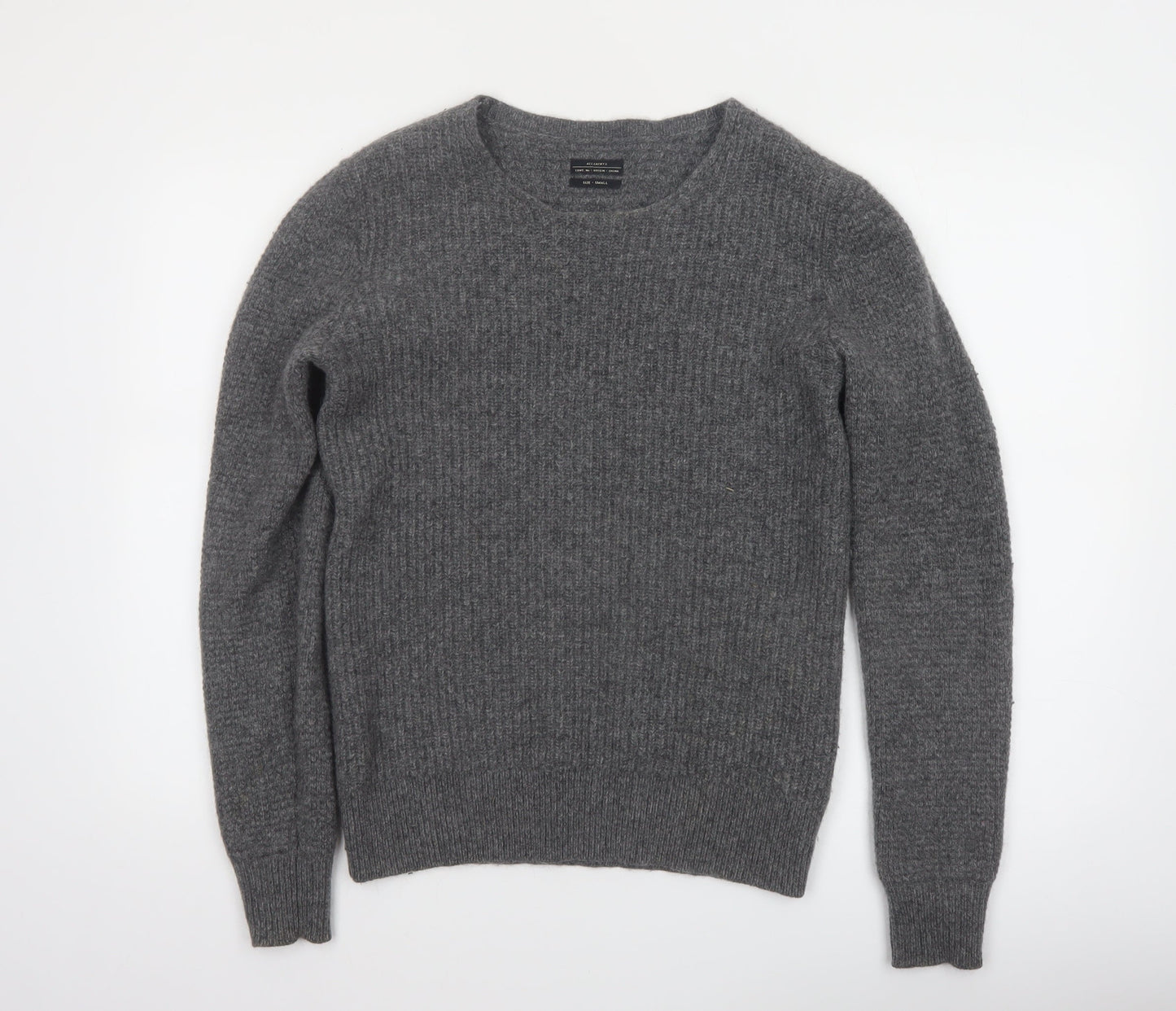 AllSaints Men's Grey Wool Blend Crew Neck Jumper Size S