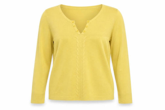 Marks & Spencer Per Una Women's Yellow Acrylic V-Neck Jumper Size 20