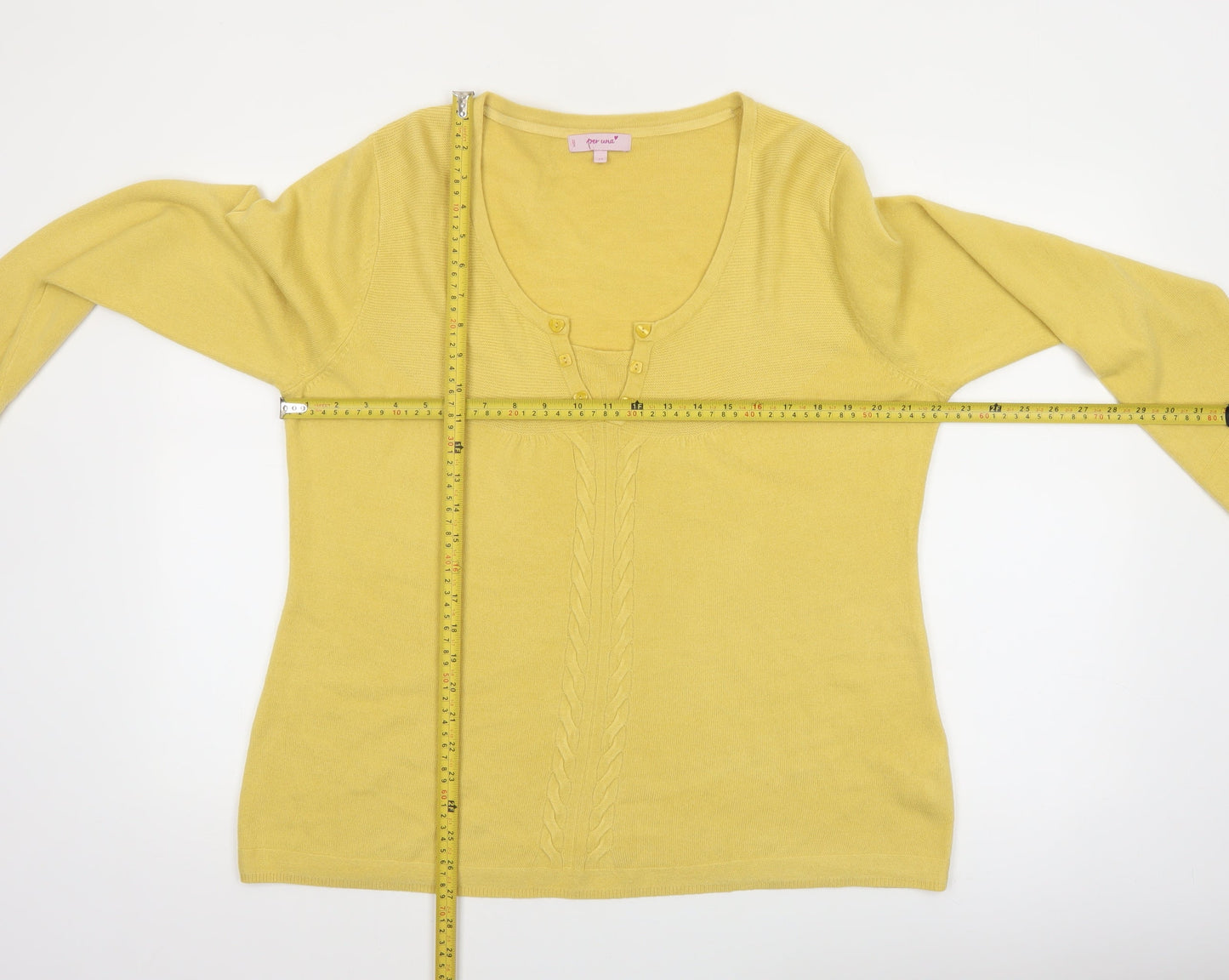 Marks and Spencer Per Una Women's Yellow Acrylic V-Neck Jumper Size 20