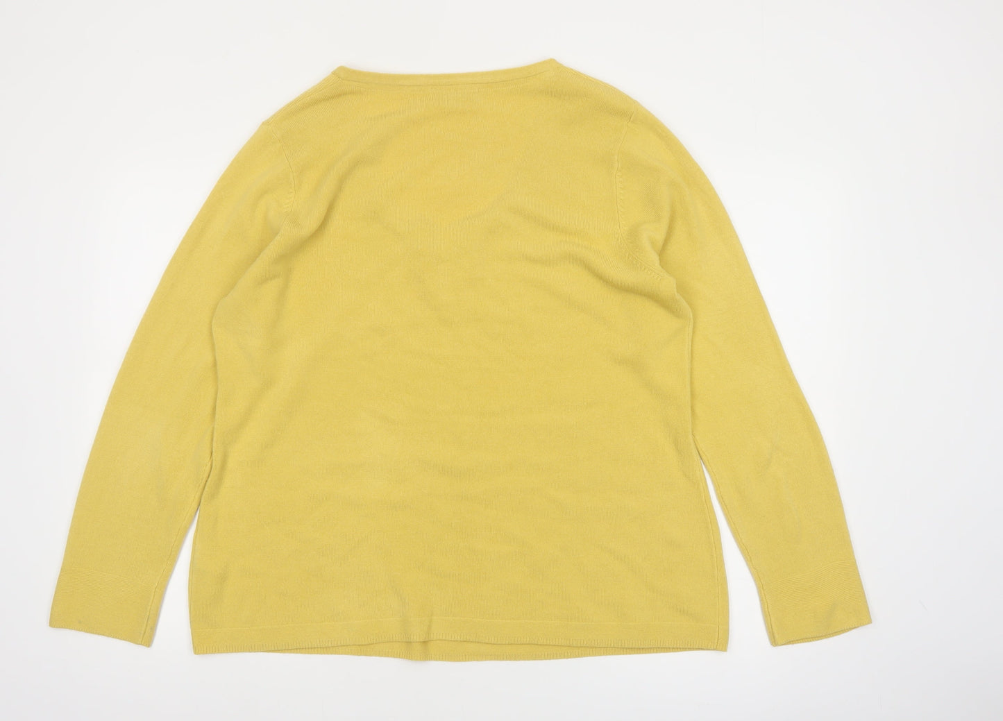 Marks and Spencer Per Una Women's Yellow Acrylic V-Neck Jumper Size 20