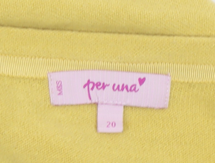 Marks and Spencer Per Una Women's Yellow Acrylic V-Neck Jumper Size 20
