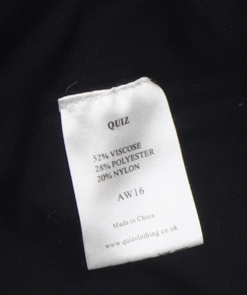Quiz Women’s Black Cowl Neck Zip Detail Long Sleeve Jumper Size 12