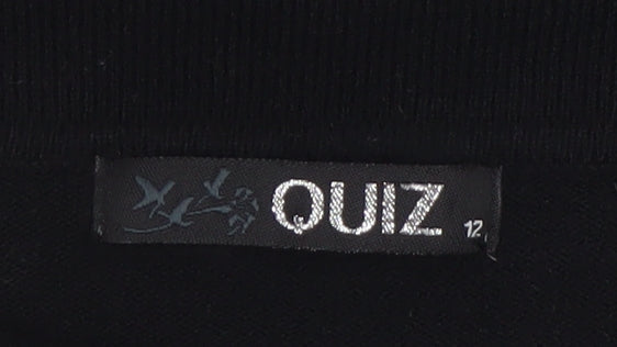 Quiz Women’s Black Cowl Neck Zip Detail Long Sleeve Jumper Size 12