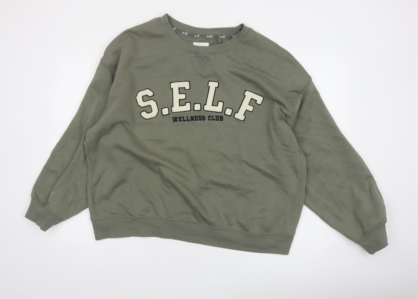 Next SELF Wellness Club Khaki Green Pullover Sweatshirt Women UK 20