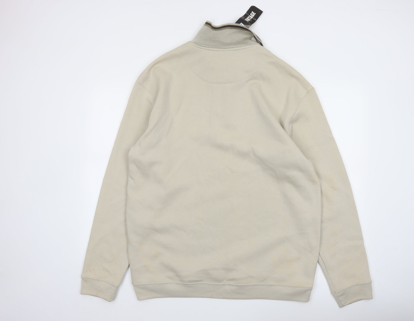 Vintage Men's Beige Collared XL Henley Sweatshirt