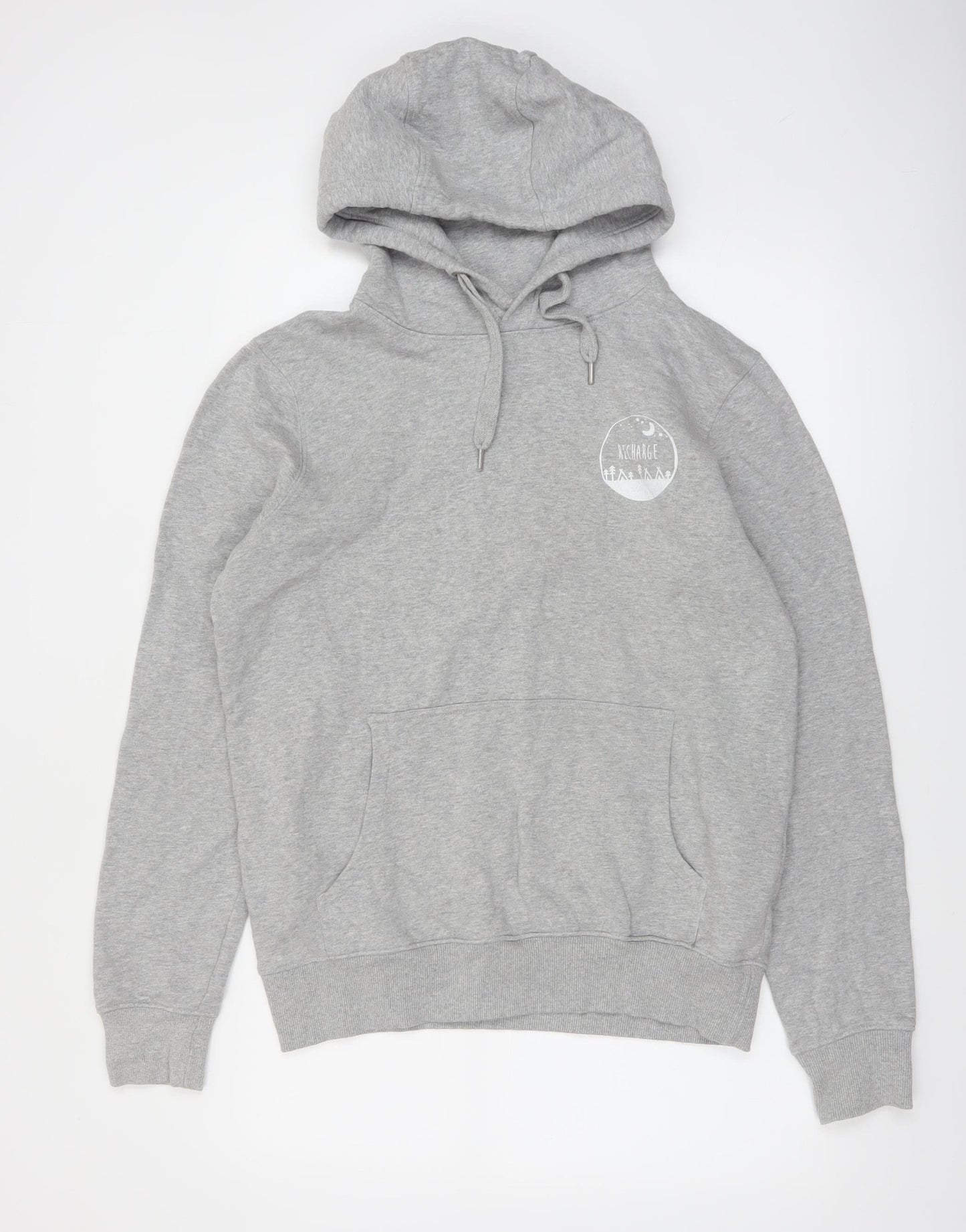 Earth Positive Men's Grey Pullover Hoodie M Regular Fit Graphic