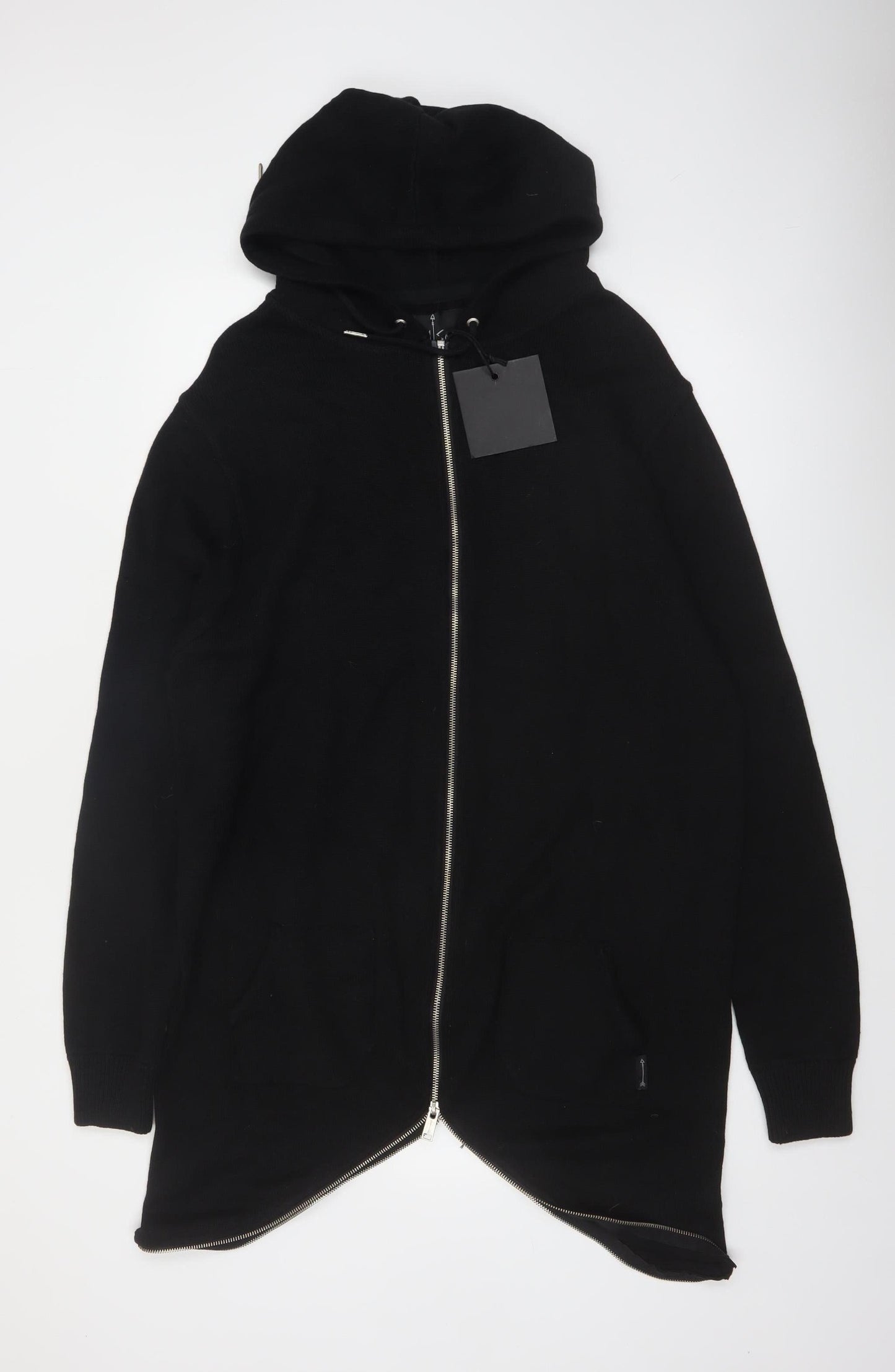 N1SQ Men's Black XL Full Zip Cotton Hoodie with Drawstring