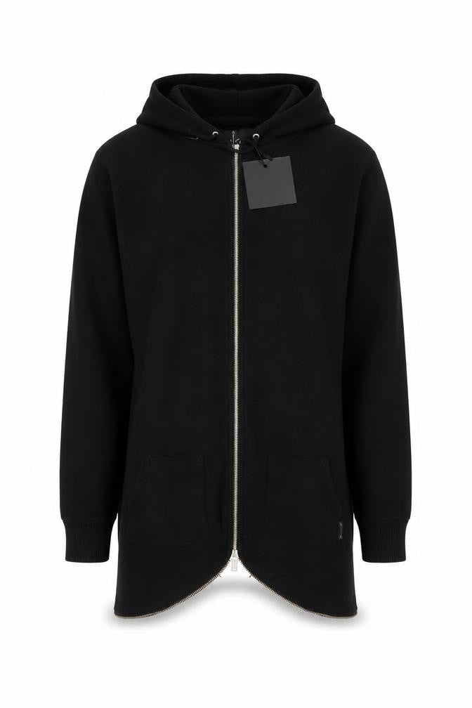 N1SQ Men's Black XL Full Zip Cotton Hoodie with Drawstring