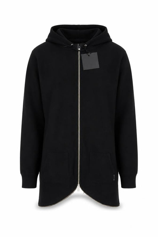 N1SQ Men's Black XL Full Zip Cotton Hoodie with Drawstring