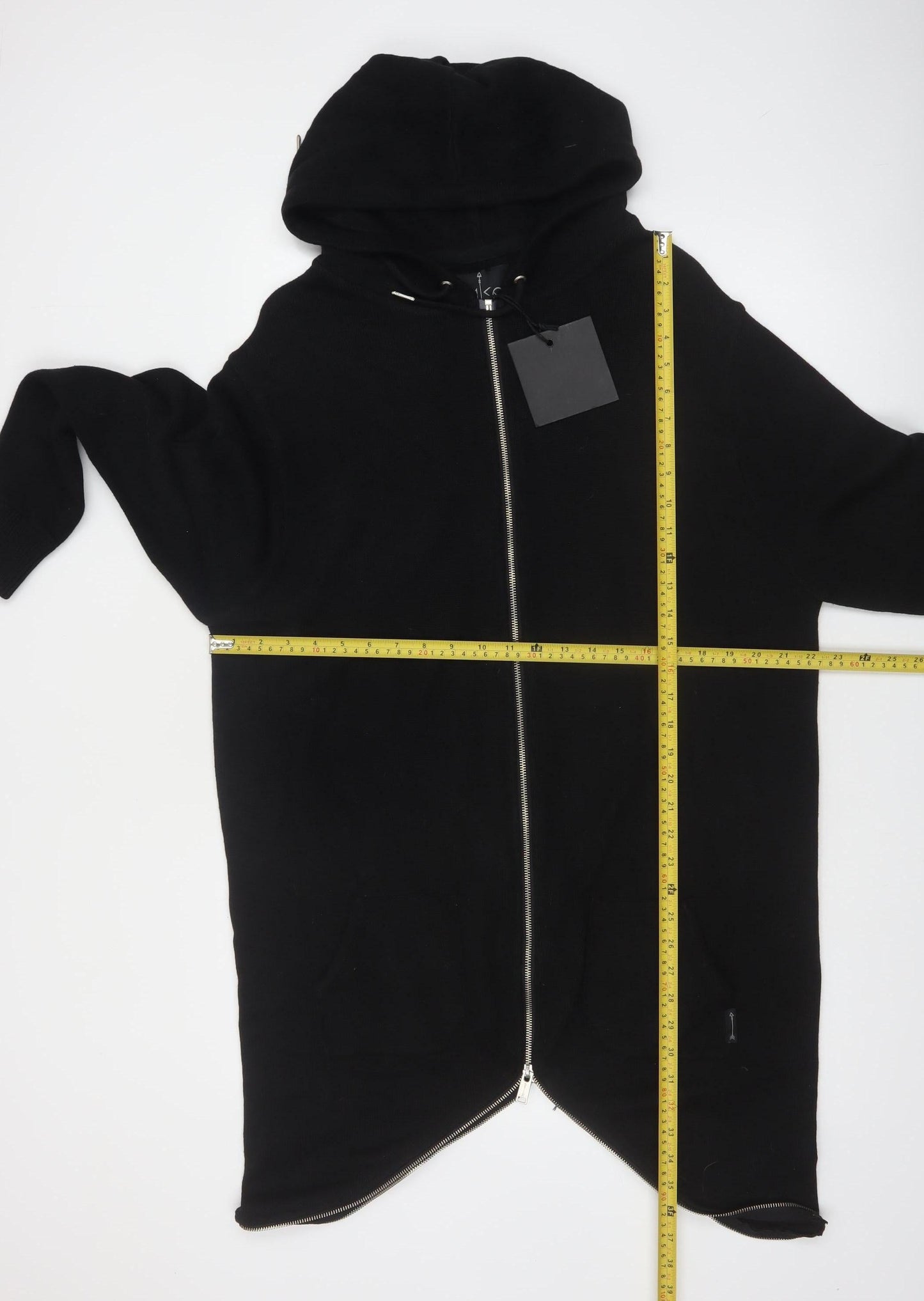 N1SQ Men's Black XL Full Zip Cotton Hoodie with Drawstring