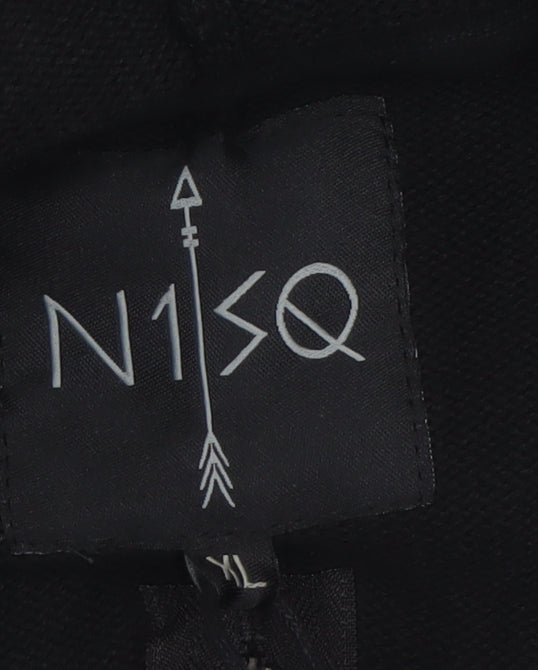 N1SQ Men's Black XL Full Zip Cotton Hoodie with Drawstring