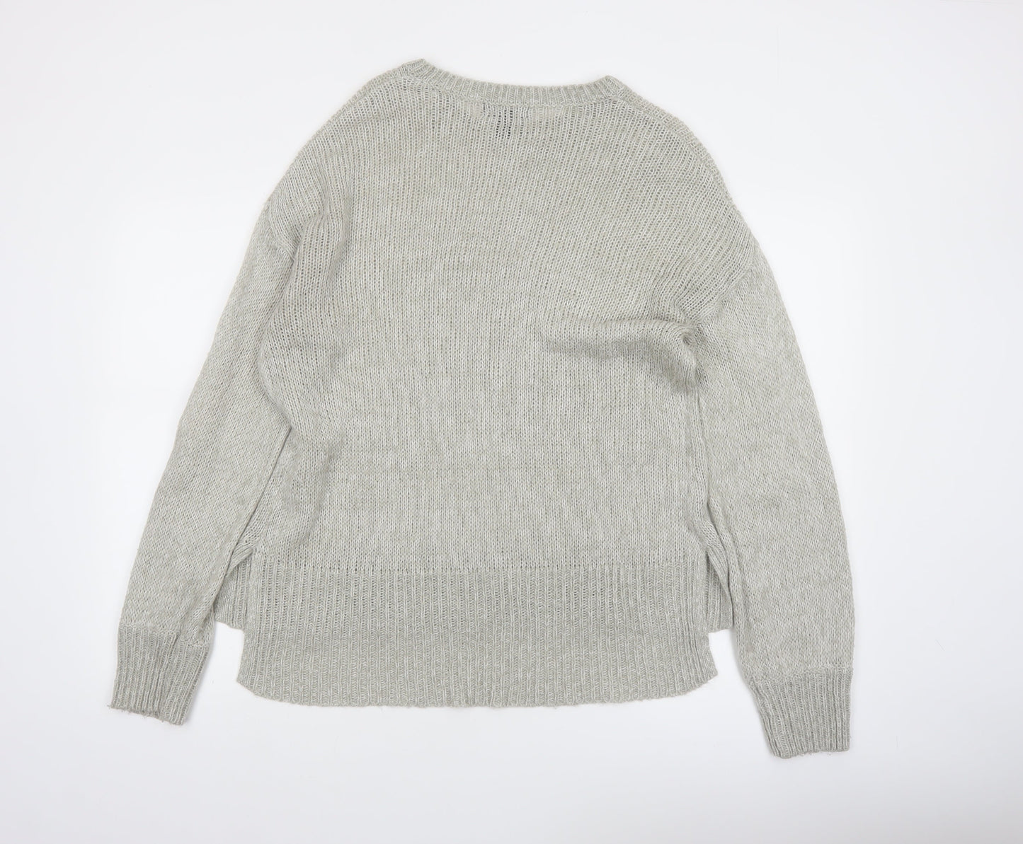 New Look Women Grey Knit Acrylic Crew Neck Pullover Jumper Size M