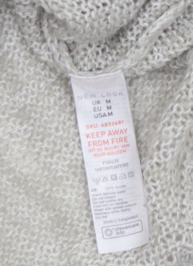 New Look Women Grey Knit Acrylic Crew Neck Pullover Jumper Size M