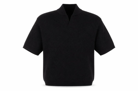 H&M Men's Black Relaxed Fit Cotton Short Sleeve Henley Jumper M