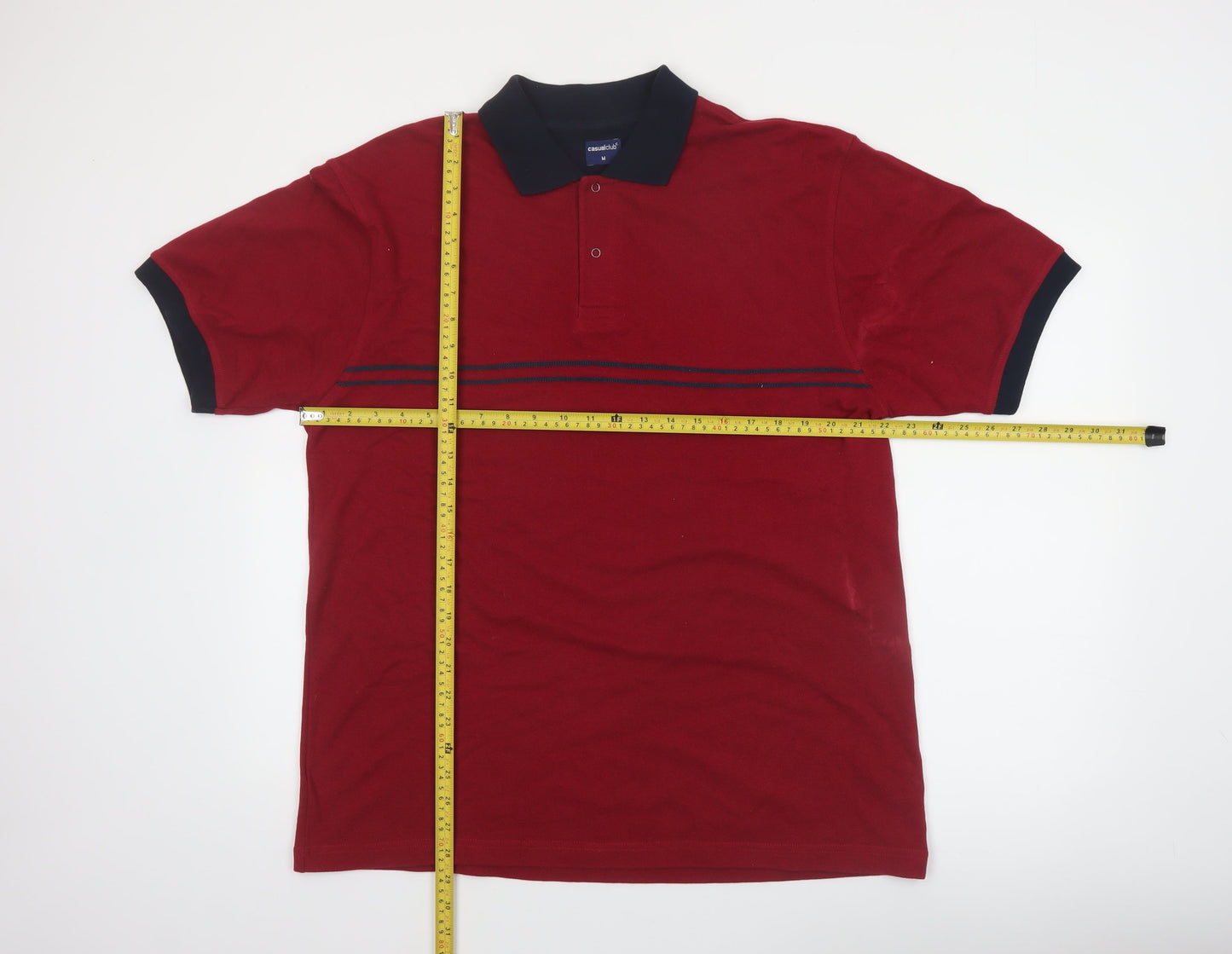Casual Club Men's Red Cotton Polo Shirt Size M
