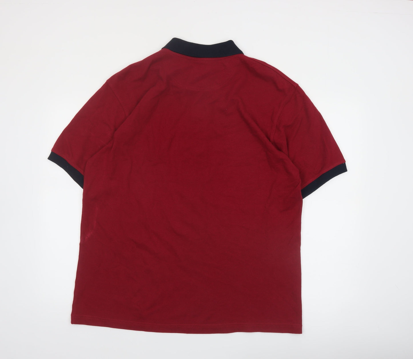 Casual Club Men's Red Cotton Polo Shirt Size M