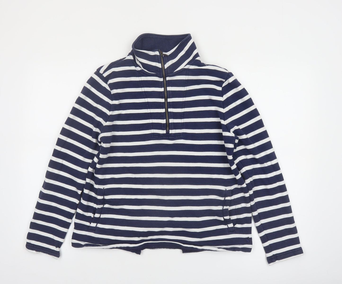 Joules Womens Navy White Striped 1/2 Zip Pullover Sweatshirt Size 10