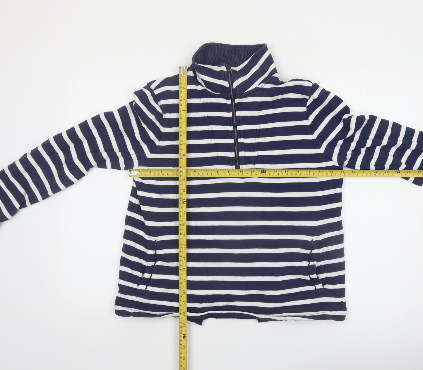 Joules Womens Navy White Striped 1/2 Zip Pullover Sweatshirt Size 10