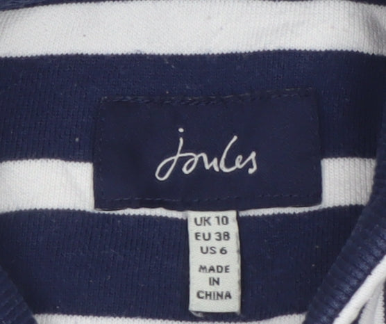 Joules Womens Navy White Striped 1/2 Zip Pullover Sweatshirt Size 10