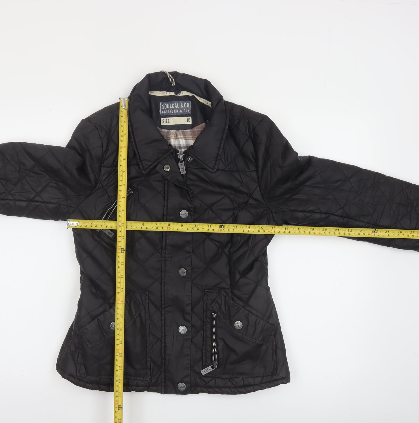 SoulCal & Co Women's Black Quilted Cotton Jacket Size 10
