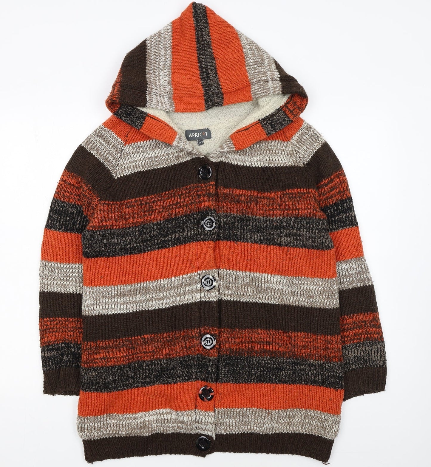 Apricot Women's Multicoloured Hooded Chunky Knit Cardigan UK 8