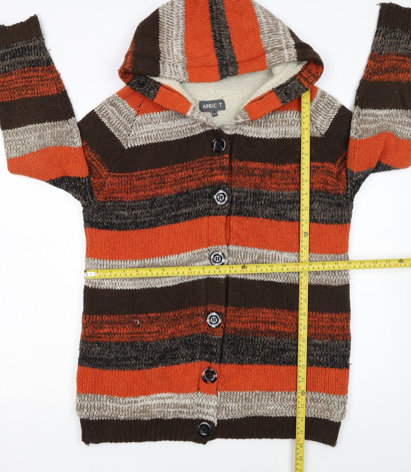 Apricot Women's Multicoloured Hooded Chunky Knit Cardigan UK 8
