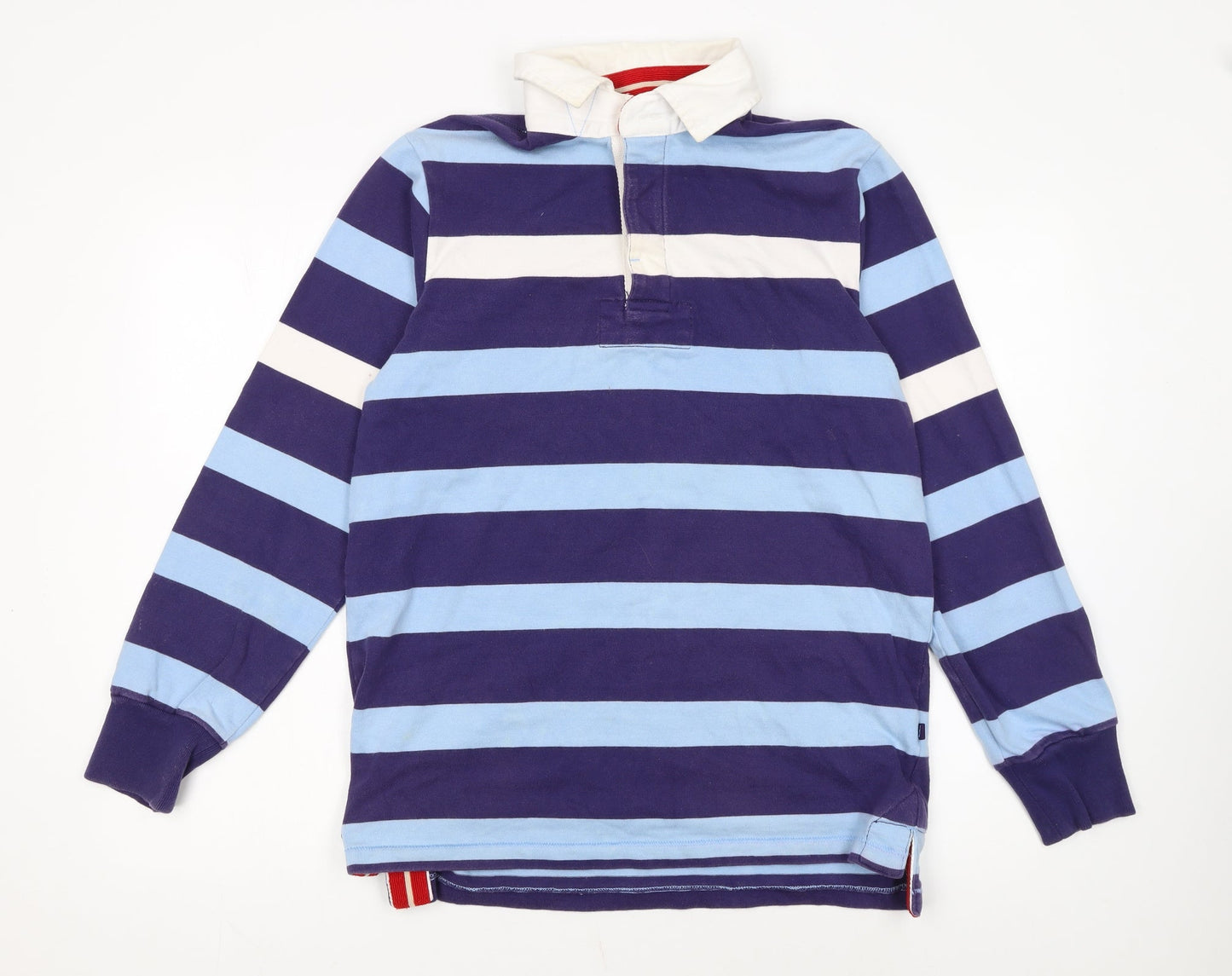 Boden Men’s Blue Striped Long Sleeve Rugby Polo Shirt Size S