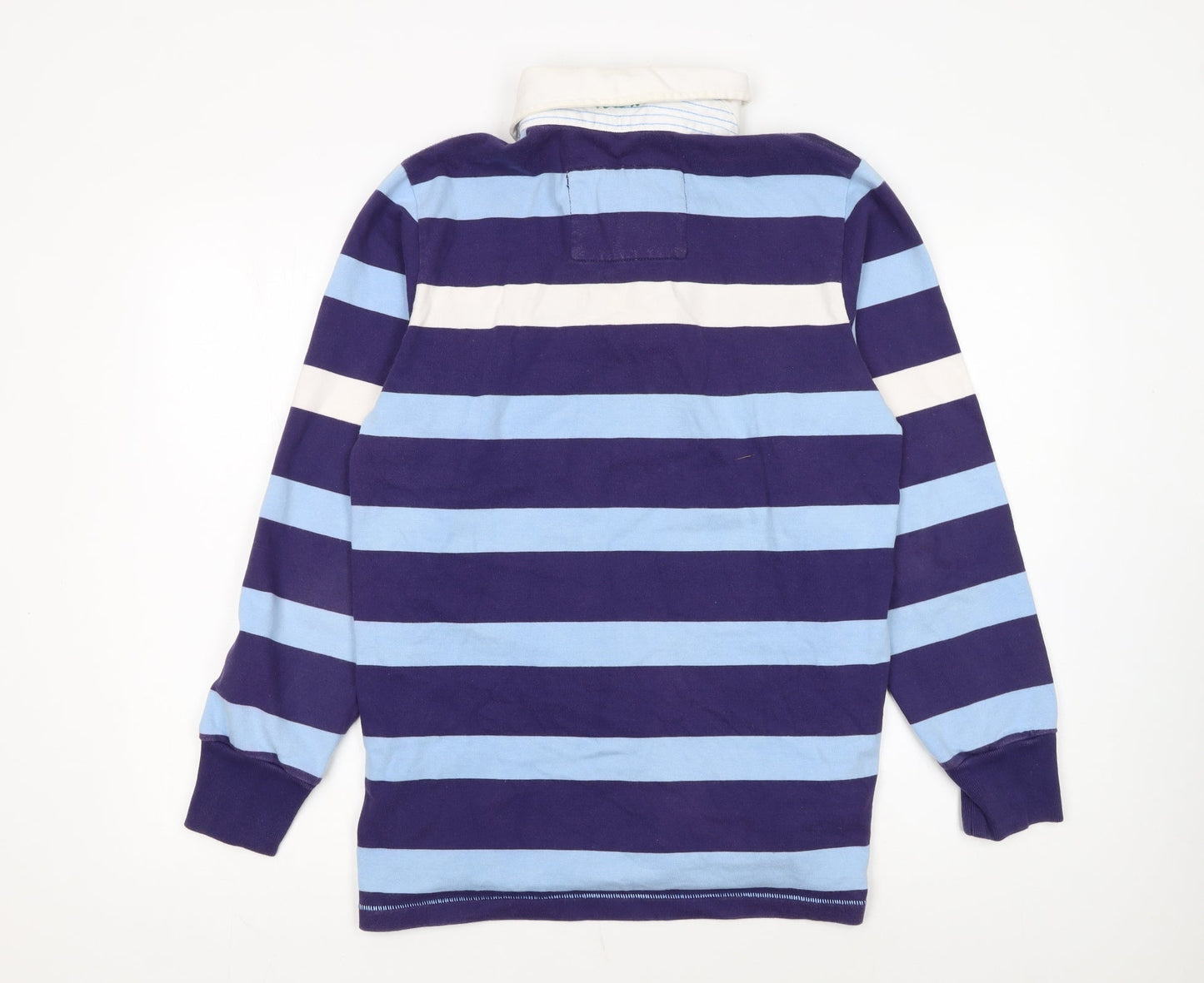 Boden Men’s Blue Striped Long Sleeve Rugby Polo Shirt Size S