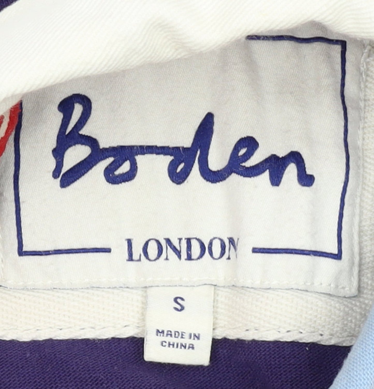 Boden Men’s Blue Striped Long Sleeve Rugby Polo Shirt Size S
