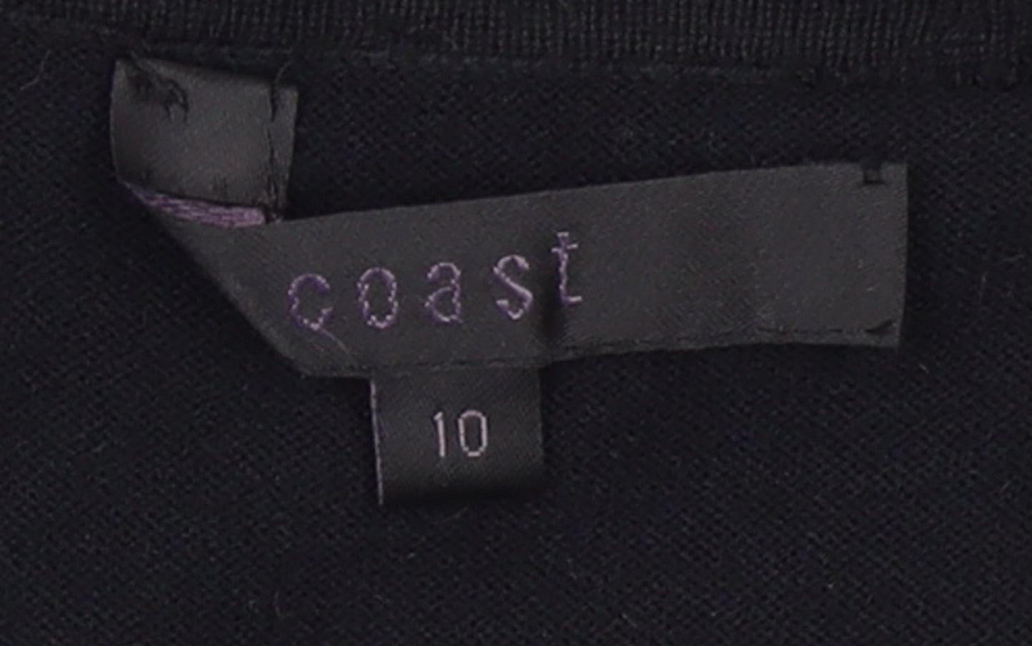 Coast Womens Black Size 10 Ruffle V-Neck Long Sleeve Cardigan