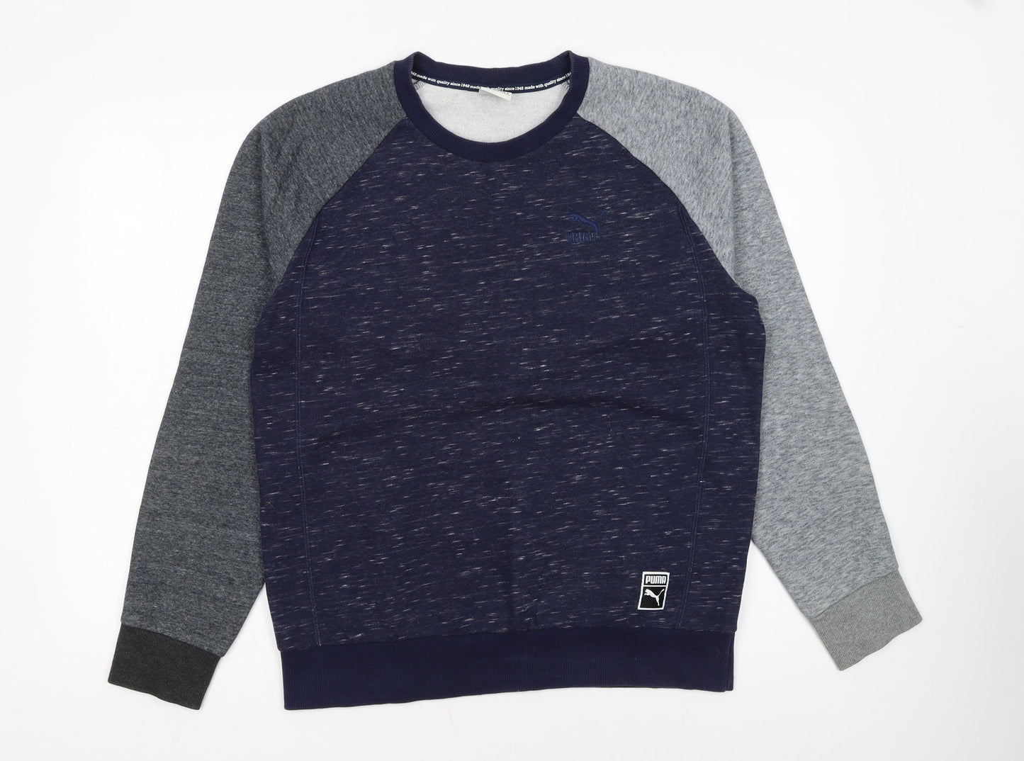 Puma Men Blue Grey Crew Neck Pullover Sweatshirt Size M