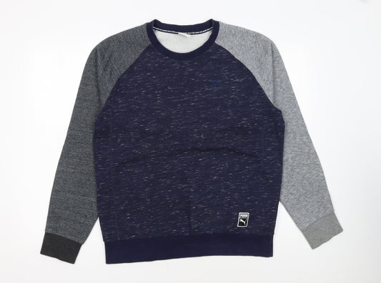 Puma Men Blue Grey Crew Neck Pullover Sweatshirt Size M